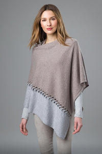 Kinross Twist Stitch Colorblock Poncho