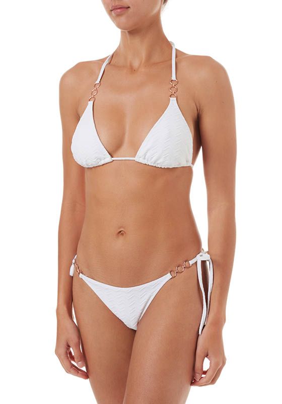 Melissa Odabash Anguilla White Zigzag Triangle Triple Ring Bikini
