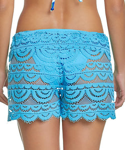 PilyQ Lexi Sheer Lace Cover-Up Shorts